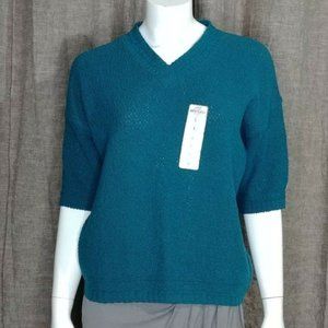 Vintage T.R. Bentley Knit Vneck Pullover Sweater Teal Color Size Large N…